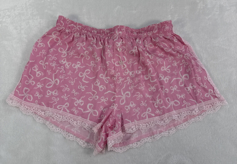 Victoria's Secret LOVESHACKFANCY Women's XXS Sleep Boxer Shorts Bow Lace Trim